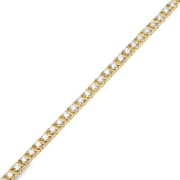 18K Yellow Gold 3.20ctw Round Brilliant Diamond Tennis Bracelet - Dallas TX