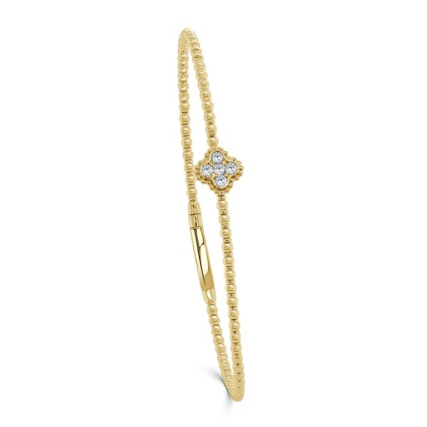 14K Yellow Gold Clover Motif Bujukan Diamond Bangle Bracelet | Dallas TX