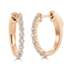 14K Rose Gold Bubble Single Shared Prong Diamond Hoop Earrings - Dallas TX