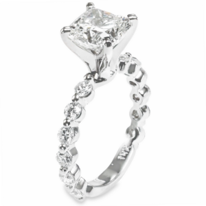 14K Gold Tiffany-Style Single Shared-Prong Cushion Cut Diamond Engagement Ring - Dallas TX - Mariloff Diamonds