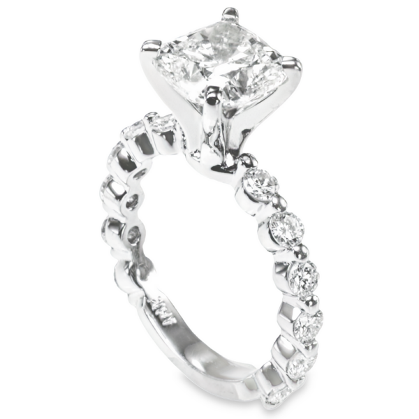 14K Gold Tiffany-Style Single Shared-Prong Cushion Cut Diamond Engagement Ring - Dallas TX