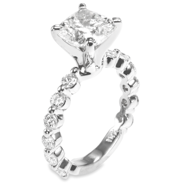 14K Gold Tiffany-Style Single Shared-Prong Cushion Cut Diamond Engagement Ring - Dallas