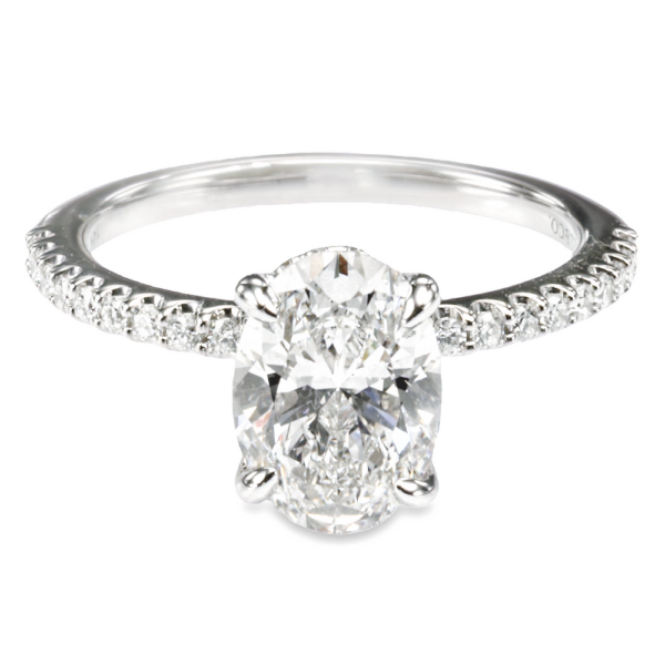 14K White Gold Hidden-Halo Accented Diamond Oval Engagement Ring - Dallas TX - Mariloff Diamonds