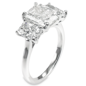 14K White Gold Three-Stone Radiant Cut Diamond Engagement Ring - Dallas TX