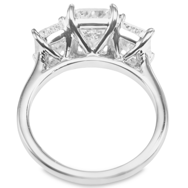 14K White Gold Three-Stone Radiant Cut Diamond Engagement Ring - Dallas TX