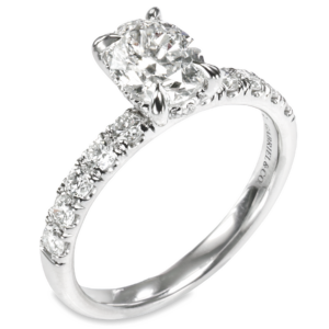 14K White Gold Hidden-Halo Classic Oval Diamond Engagement Ring - Dallas TX