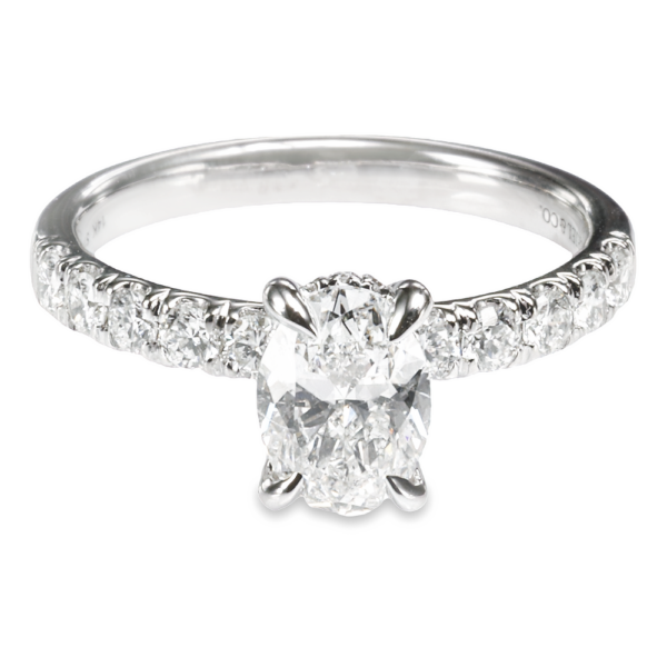 14K White Gold Hidden-Halo Classic Oval Diamond Engagement Ring - Dallas TX - Mariloff Diamonds