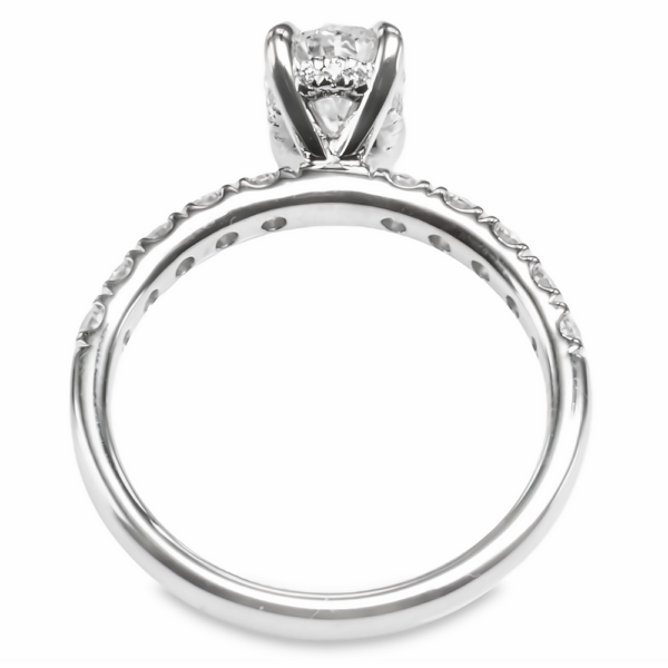 14K White Gold Hidden-Halo Classic Oval Diamond Engagement Ring