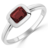 14K White Gold Bezel East-West Set Emerald Cut Garnet Fashion Ring - Dallas TX