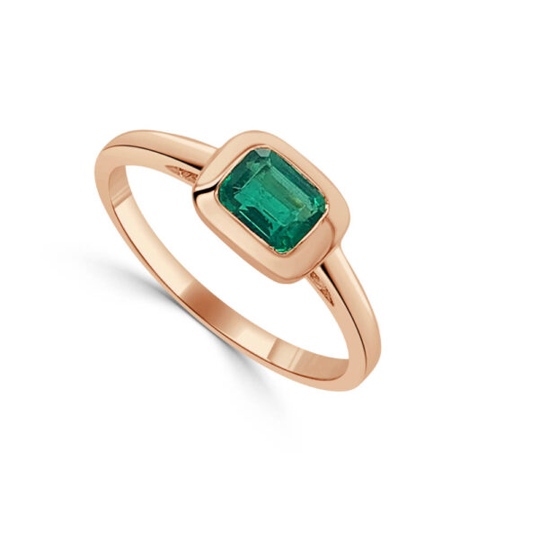 14K Rose Gold Bezel-Set Emerald Fashion Ring - Dallas TX