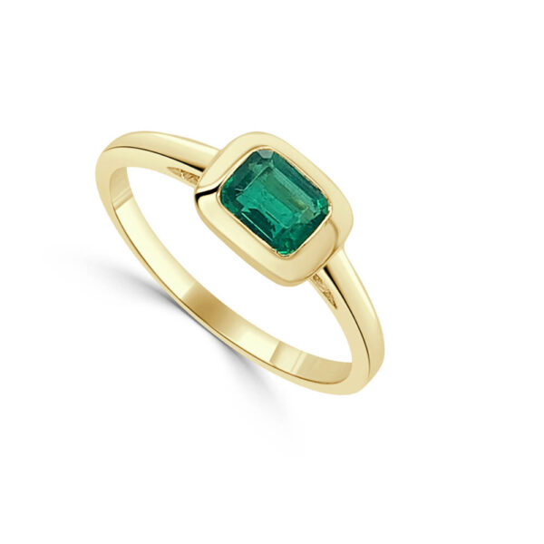 14K Yellow Gold Bezel-Set Emerald Fashion Ring - Dallas TX