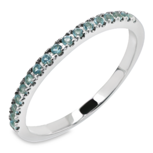 14K White Gold Round Blue Topaz Stackable Wedding Band - Dallas TX