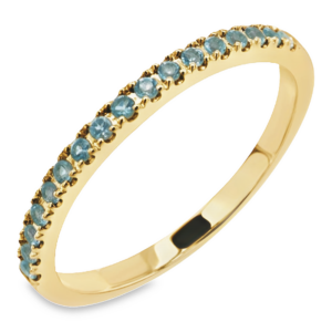 14K Yellow Gold Round Blue Topaz Stackable Wedding Band - Dallas TX