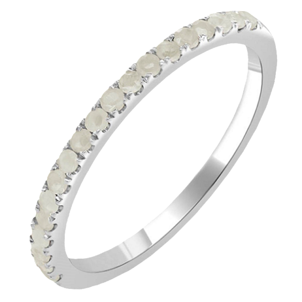 14K White Gold Round Mother of Pearl Stackable Wedding Band - Dallas TX