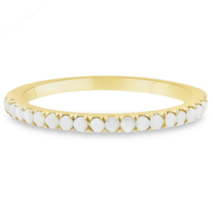 14K Yellow Gold Round Mother of Pearl Stackable Wedding Band - Dallas TX