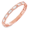14K Rose Gold Baguette Milgrain Bezel Set Diamond Wedding Band - Dallas TX