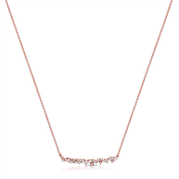 14K Rose Gold Diamond Bar Necklace - Dallas TX