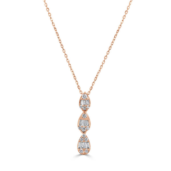 14K Rose Gold Pear Shape Diamond Necklace - Dallas TX