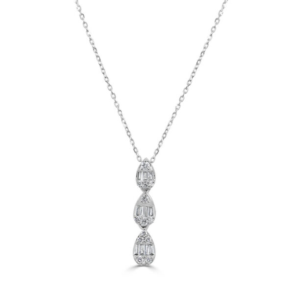 14K White Gold Pear Shape Diamond Necklace - Dallas TX