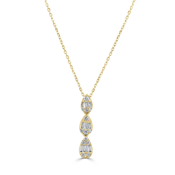 14K Yellow Gold Pear Shape Diamond Necklace - Dallas TX
