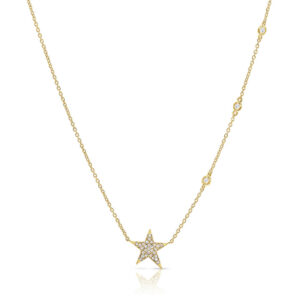 14K Yellow Gold Star and Diamond Station Necklace - Dallas TX