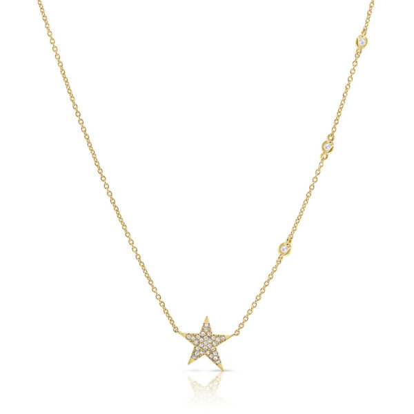 14K Yellow Gold Star and Diamond Station Necklace - Dallas TX