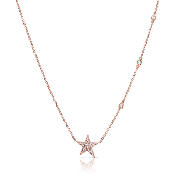 14K Rose Gold Star and Diamond Station Necklace - Dallas TX