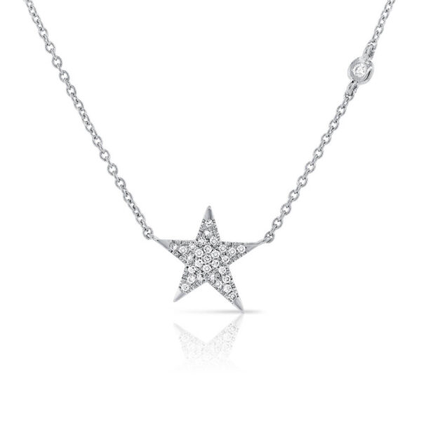 14K White Gold Star and Diamond Station Necklace - Dallas TX