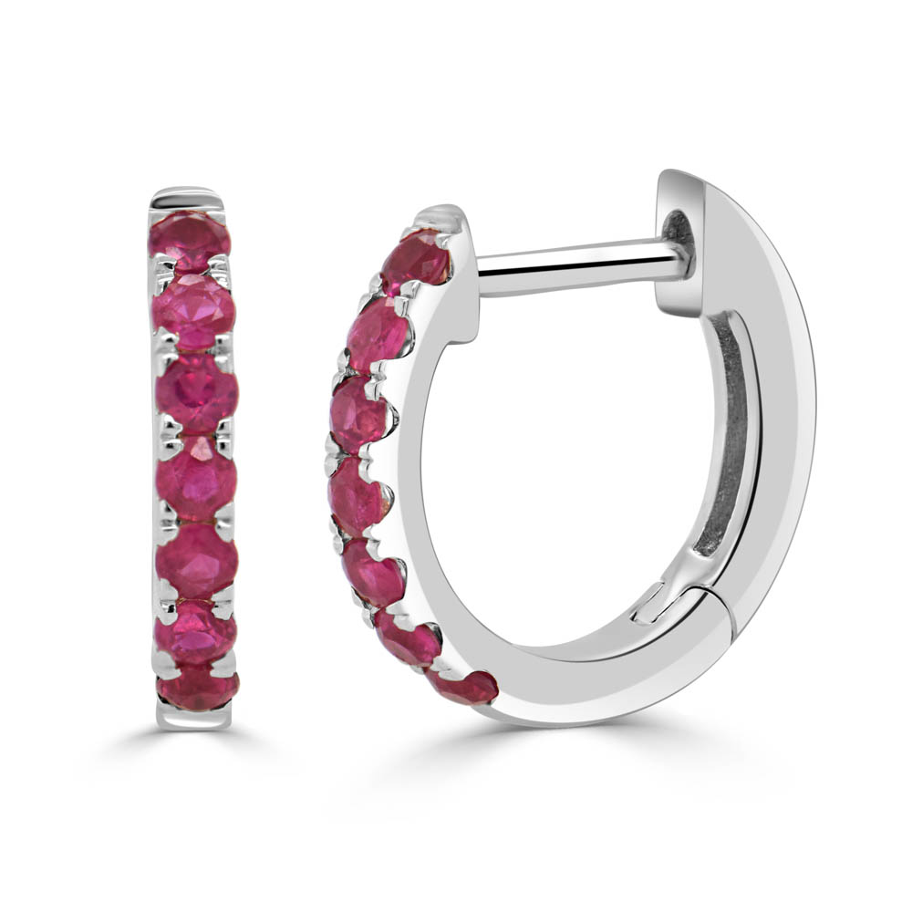 Ruby hoop earrings white gold hotsell