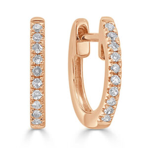 14K Rose Gold Timeless 10mm Diamond Huggie Earrings - Dallas TX