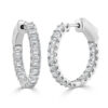 14K White Gold Emerald Cut Diamond Hoops - Dallas TX