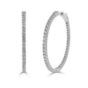14K White Gold In-and-Out Diamond Flexible Hoop Earrings - Dallas