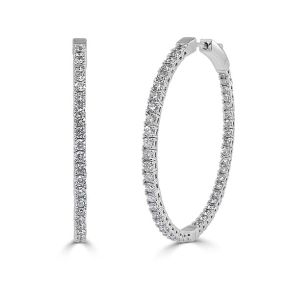 14K White Gold In-and-Out Diamond Flexible Hoop Earrings - Dallas
