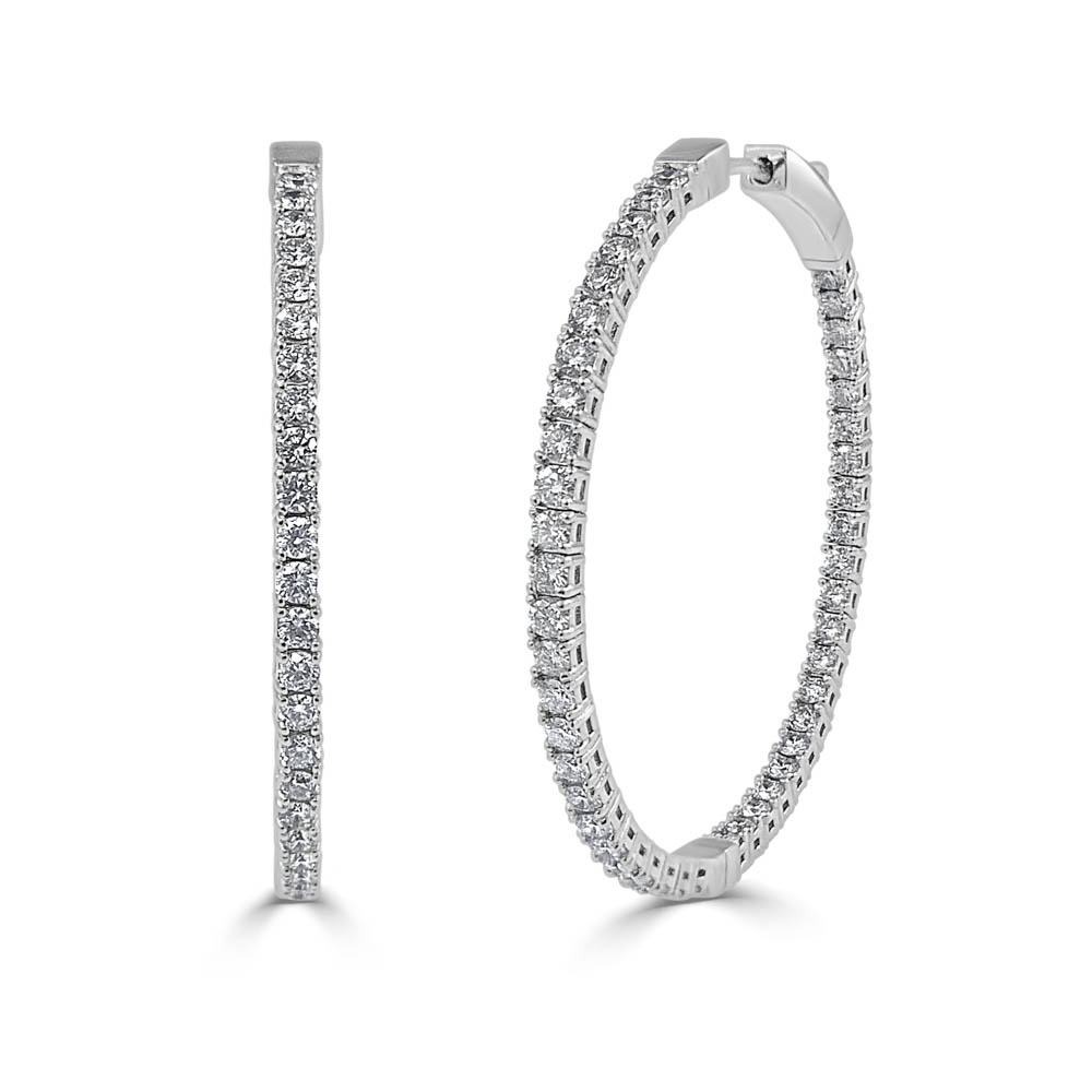 14K White Gold In-and-Out Diamond Flexible Hoop Earrings - Dallas