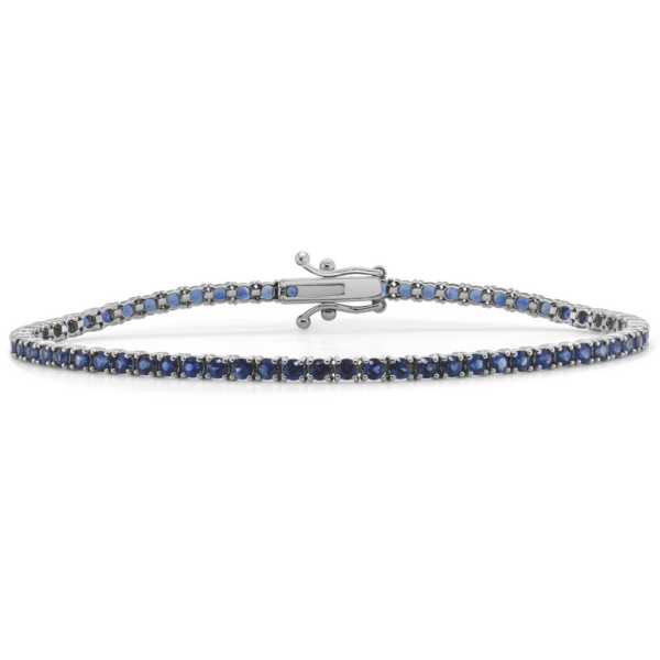 14K White Gold Blue Sapphire Tennis Bracelet - Dallas TX