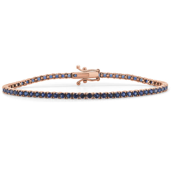 14K Rose Gold Blue Sapphire Tennis Bracelet | Dallas