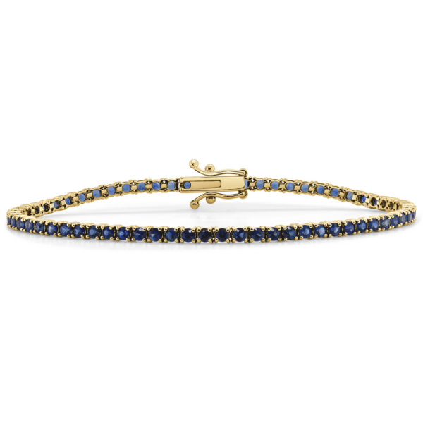 14K Yellow Gold Blue Sapphire Tennis Bracelet - Dallas | Mariloff Diamonds