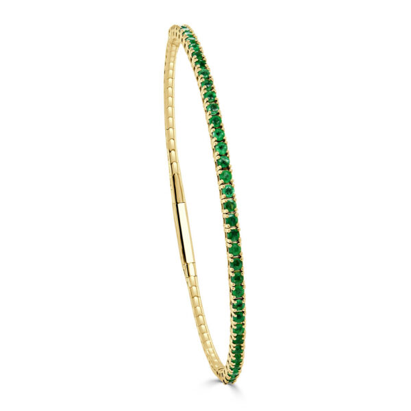 14K Yellow Gold Green Emerald Bangle Bracelet - Dallas TX