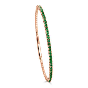 14K Rose Gold Green Emerald Bangle Bracelet - Dallas TX