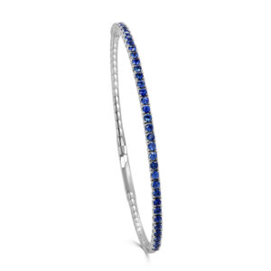 14K White Gold Blue Sapphire Bangle Bracelet - Dallas TX