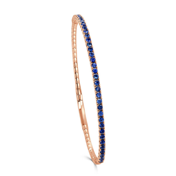 14K Rose Gold Blue Sapphire Bangle Bracelet - Dallas TX