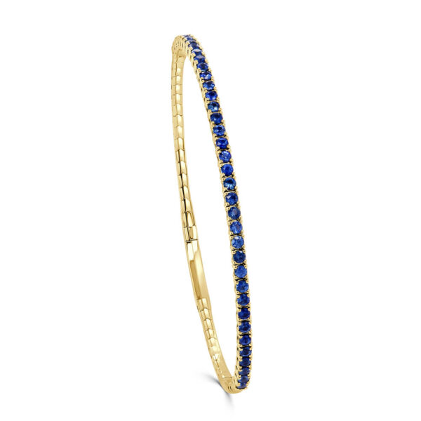 14K Yellow Gold Blue Sapphire Bangle Bracelet - Dallas TX