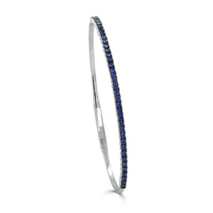 14K White Gold Blue Sapphire Everyday Bangle Bracelet - Dallas TX