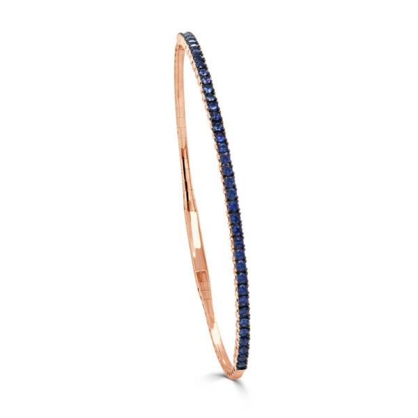 14K Rose Gold Blue Sapphire Everyday Bangle Bracelet - Dallas TX