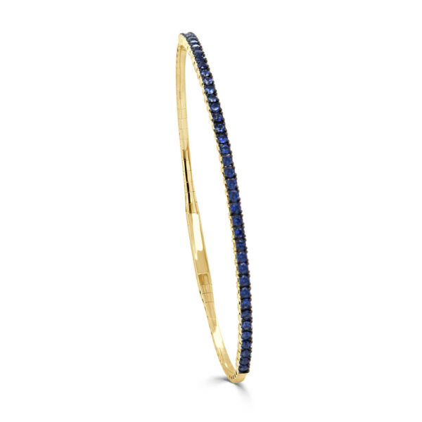 14K Yellow Gold Blue Sapphire Everyday Bangle Bracelet - Dallas TX