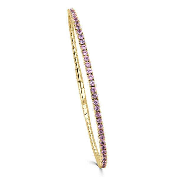 14K Yellow Gold Pink Sapphire Bangle Bracelet - Dallas TX