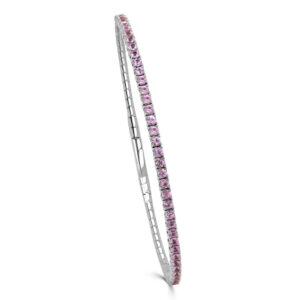 14K White Gold Pink Sapphire Bangle Bracelet - Dallas TX