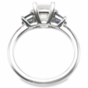14K White Gold Three-Stone Princess Blue Sapphire Engagement Ring Mounting - Mariloff Diamonds
