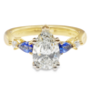 14K Yellow Gold Five-Stone Pear Blue Sapphire Engagement Ring Mounting - Mariloff Diamonds