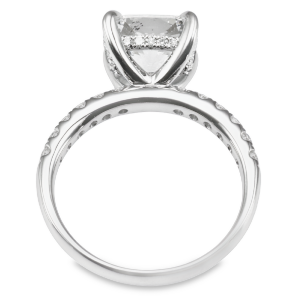 14K White Gold 4-Prong Hidden Halo 0.51ctw Diamond Engagement Ring Mounting - Mariloff Diamonds